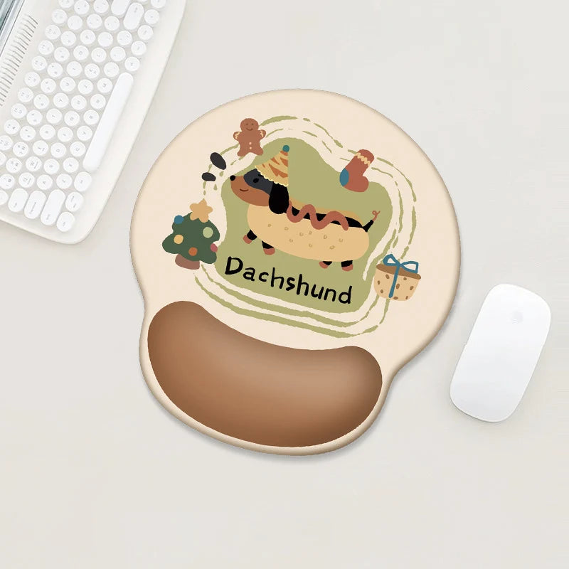 Desk Mat Dachshund Print Soft Wrist Rest Non-Slip Base