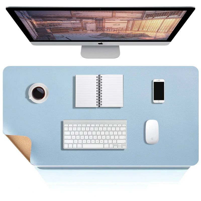 Desk Mat Faux Leather Water-Repellent Non-Slip Suede Back