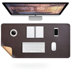 Desk Mat Faux Leather Water-Repellent Non-Slip Suede Back