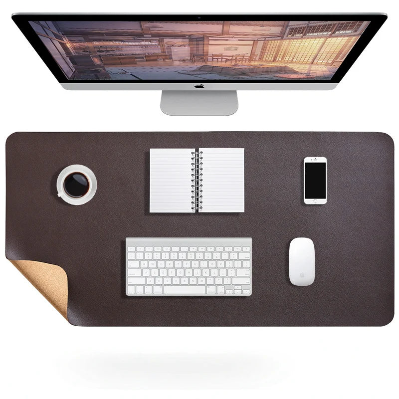 Desk Mat Faux Leather Water-Repellent Non-Slip Suede Back