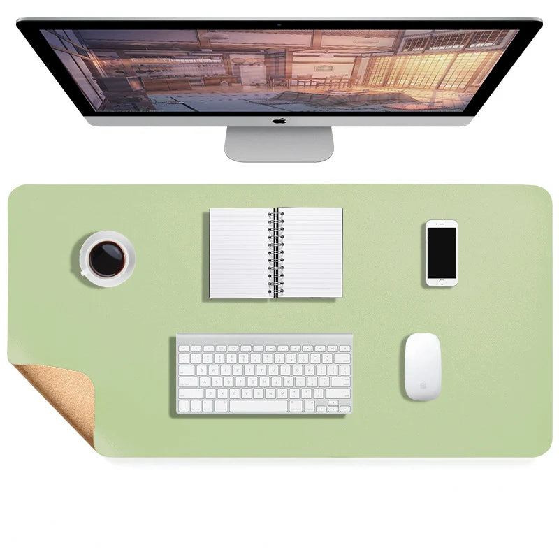 Desk Mat Faux Leather Water-Repellent Non-Slip Suede Back