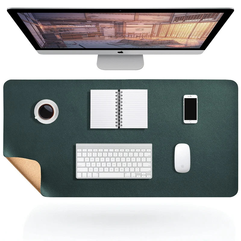 Desk Mat Faux Leather Water-Repellent Non-Slip Suede Back