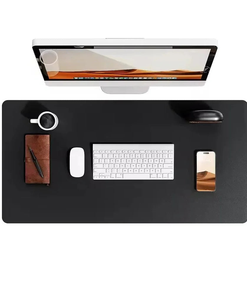 Desk Mat Faux Leather Water-Repellent Non-Slip Suede Back