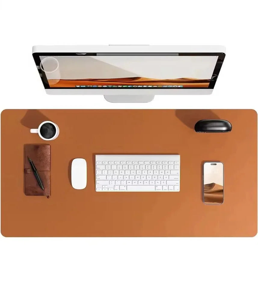 Desk Mat Faux Leather Water-Repellent Non-Slip Suede Back