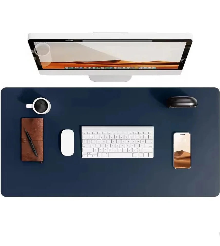 Desk Mat Faux Leather Water-Repellent Non-Slip Suede Back