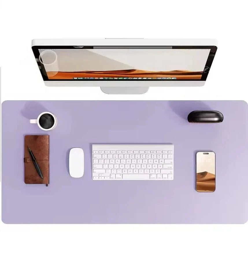 Desk Mat Faux Leather Water-Repellent Non-Slip Suede Back
