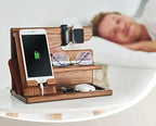 Desk Organizer Wood Phone Stand With Charging Slot