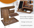 Desk Organizer Wood Phone Stand With Charging Slot