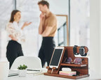 Desk Organizer Wood Phone Stand With Charging Slot