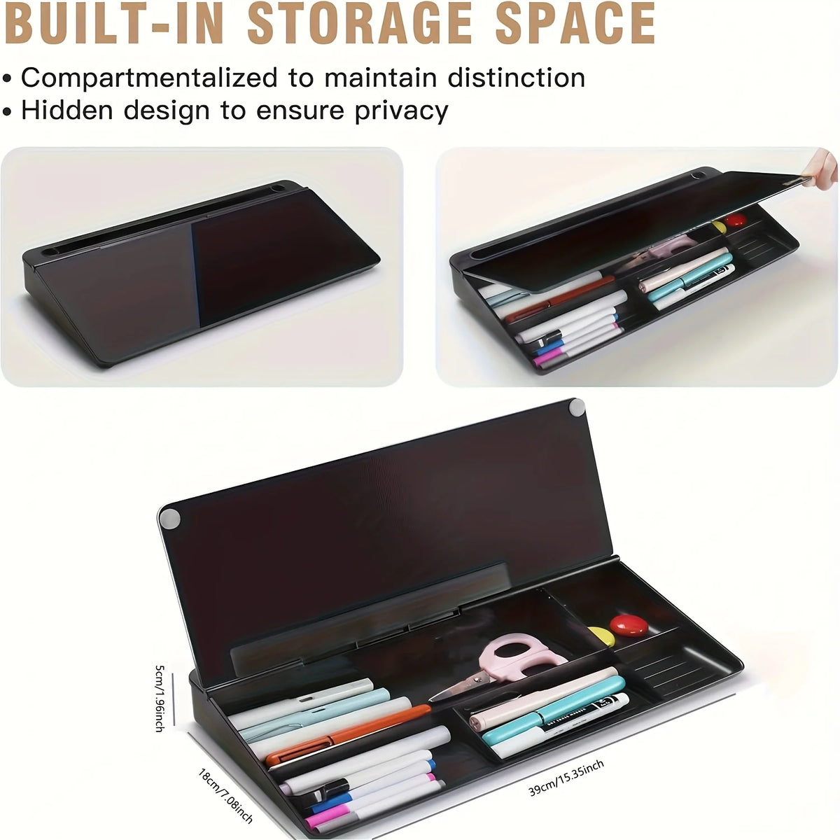 Desk Whiteboard Tempered Glass Dry-Erase Magnetic Organizer