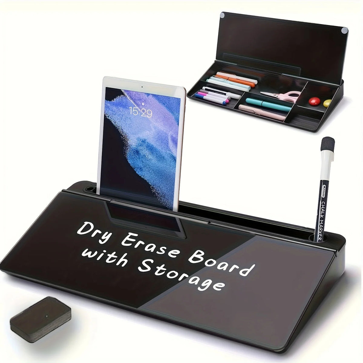 Desk Whiteboard Tempered Glass Dry-Erase Magnetic Organizer