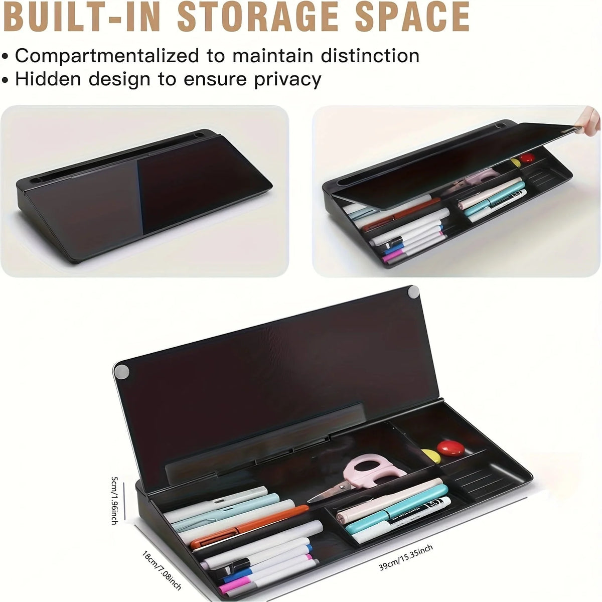 Desk Whiteboard Tempered Glass Dry-Erase Magnetic Organizer