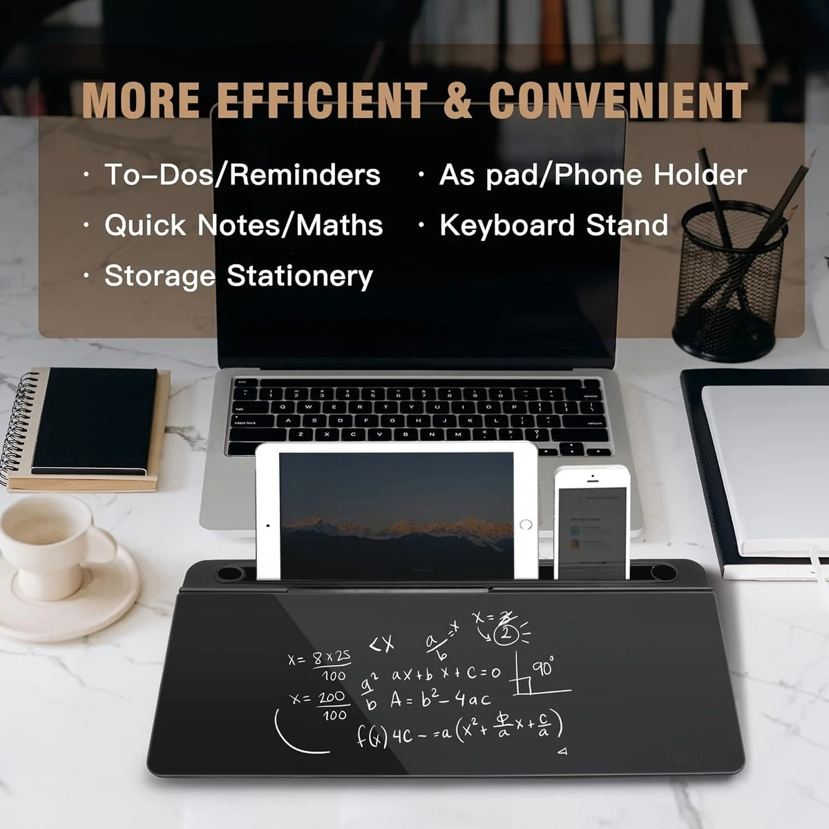 Desk Whiteboard Tempered Glass Dry-Erase Magnetic Organizer