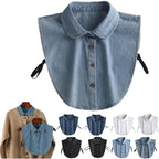 Detachable Shirt Collar Cotton Denim Lightweight Layering Accessory