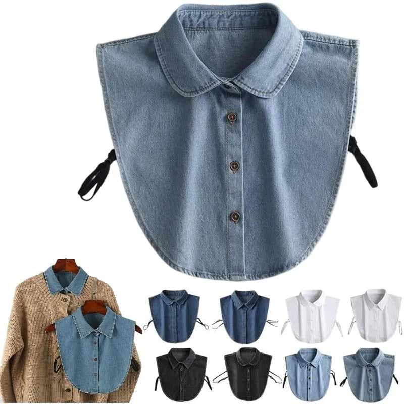 Detachable Shirt Collar Cotton Denim Lightweight Layering Accessory