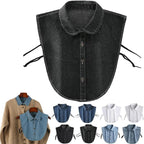Detachable Shirt Collar Cotton Denim Lightweight Layering Accessory