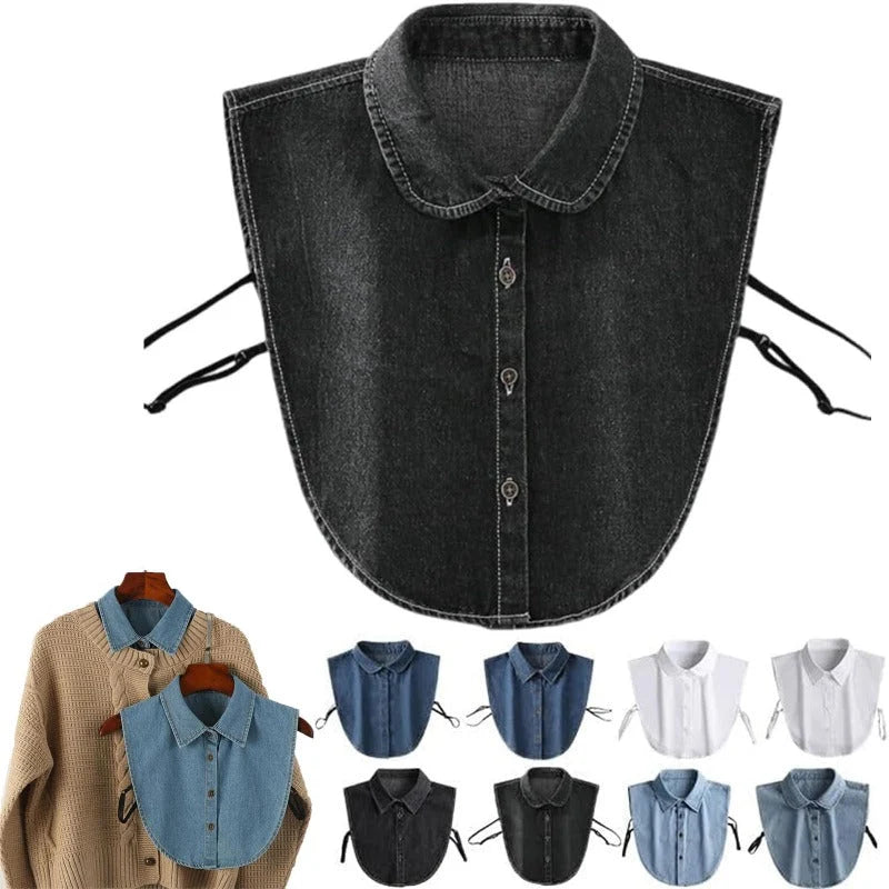 Detachable Shirt Collar Cotton Denim Lightweight Layering Accessory