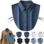 Detachable Shirt Collar Cotton Denim Lightweight Layering Accessory