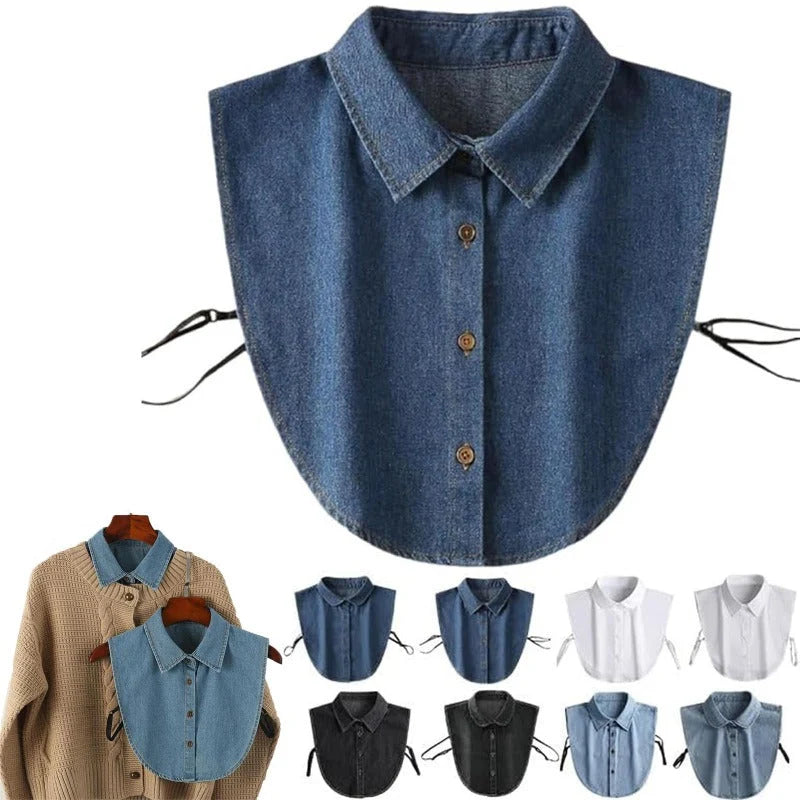 Detachable Shirt Collar Cotton Denim Lightweight Layering Accessory