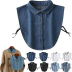 Detachable Shirt Collar Cotton Denim Lightweight Layering Accessory