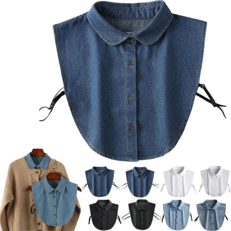 Detachable Shirt Collar Cotton Denim Lightweight Layering Accessory