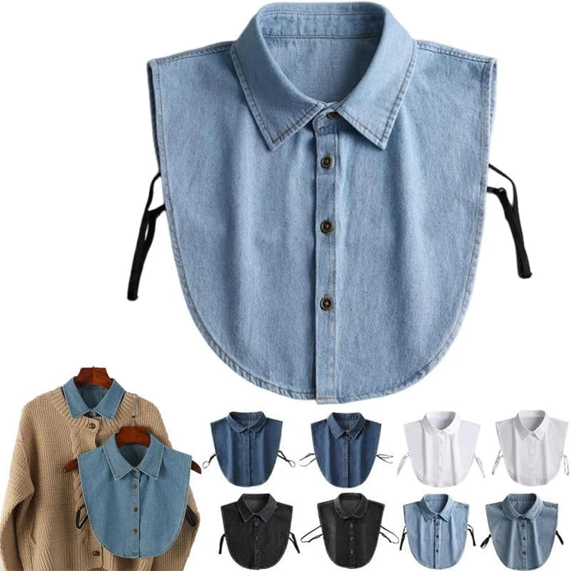 Detachable Shirt Collar Cotton Denim Lightweight Layering Accessory