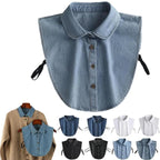 Detachable Shirt Collar Cotton Denim Lightweight Layering Accessory