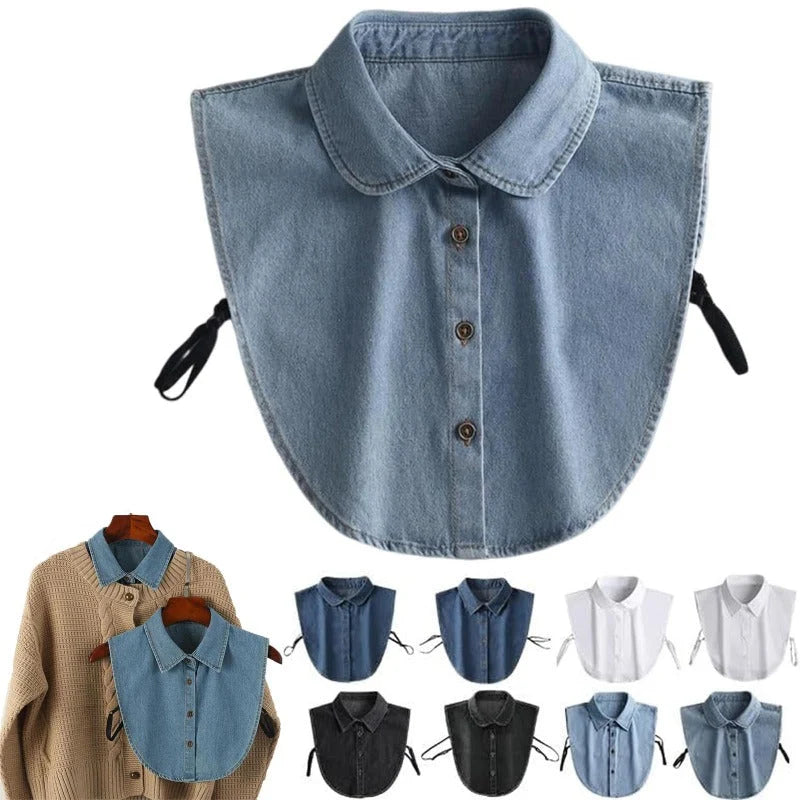 Detachable Shirt Collar Cotton Denim Lightweight Layering Accessory