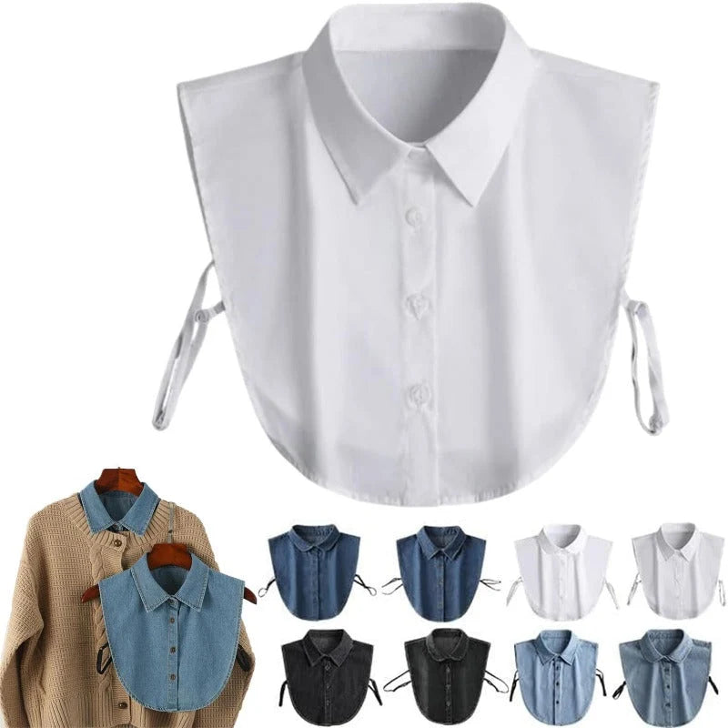 Detachable Shirt Collar Cotton Denim Lightweight Layering Accessory