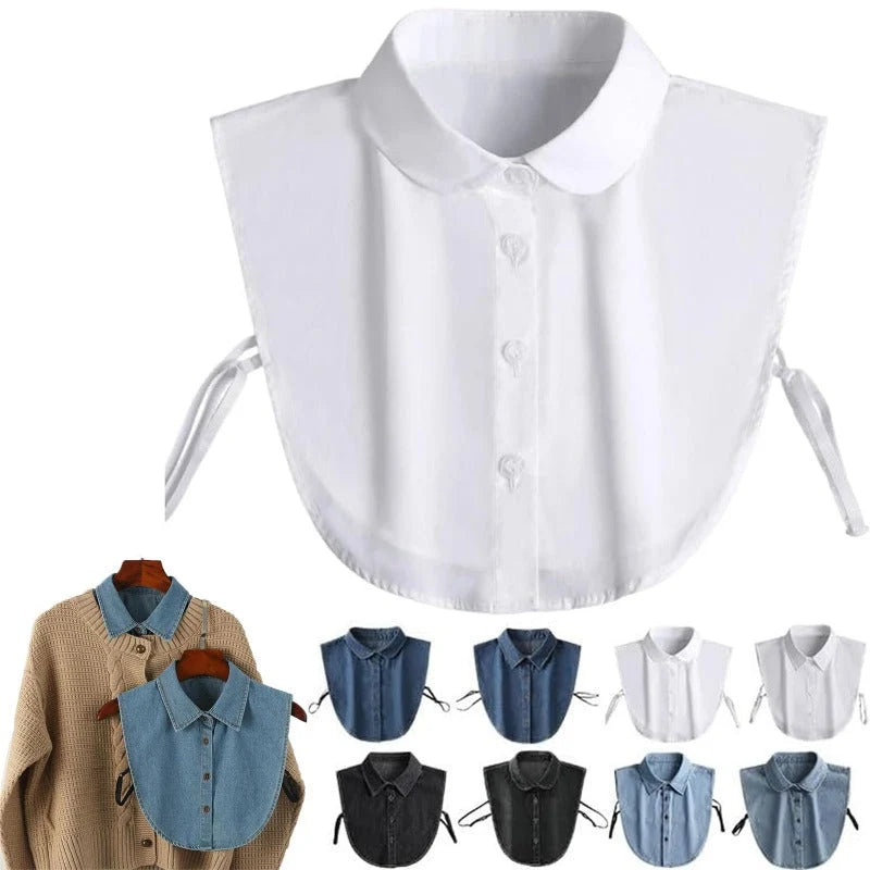 Detachable Shirt Collar Cotton Denim Lightweight Layering Accessory