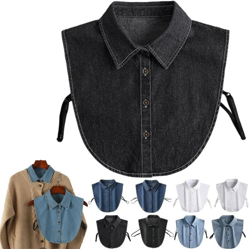 Detachable Shirt Collar Cotton Denim Lightweight Layering Accessory
