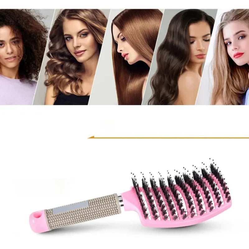 Detangling Hair Brush Bristle & Nylon Non-Slip Handle