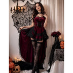 Devil Costume Gothic Lace Layered Skirt 4-Piece Set