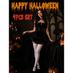 Devil Costume Gothic Lace Layered Skirt 4-Piece Set