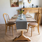 Diamond Checkered Tasseled Microfiber Table Runner