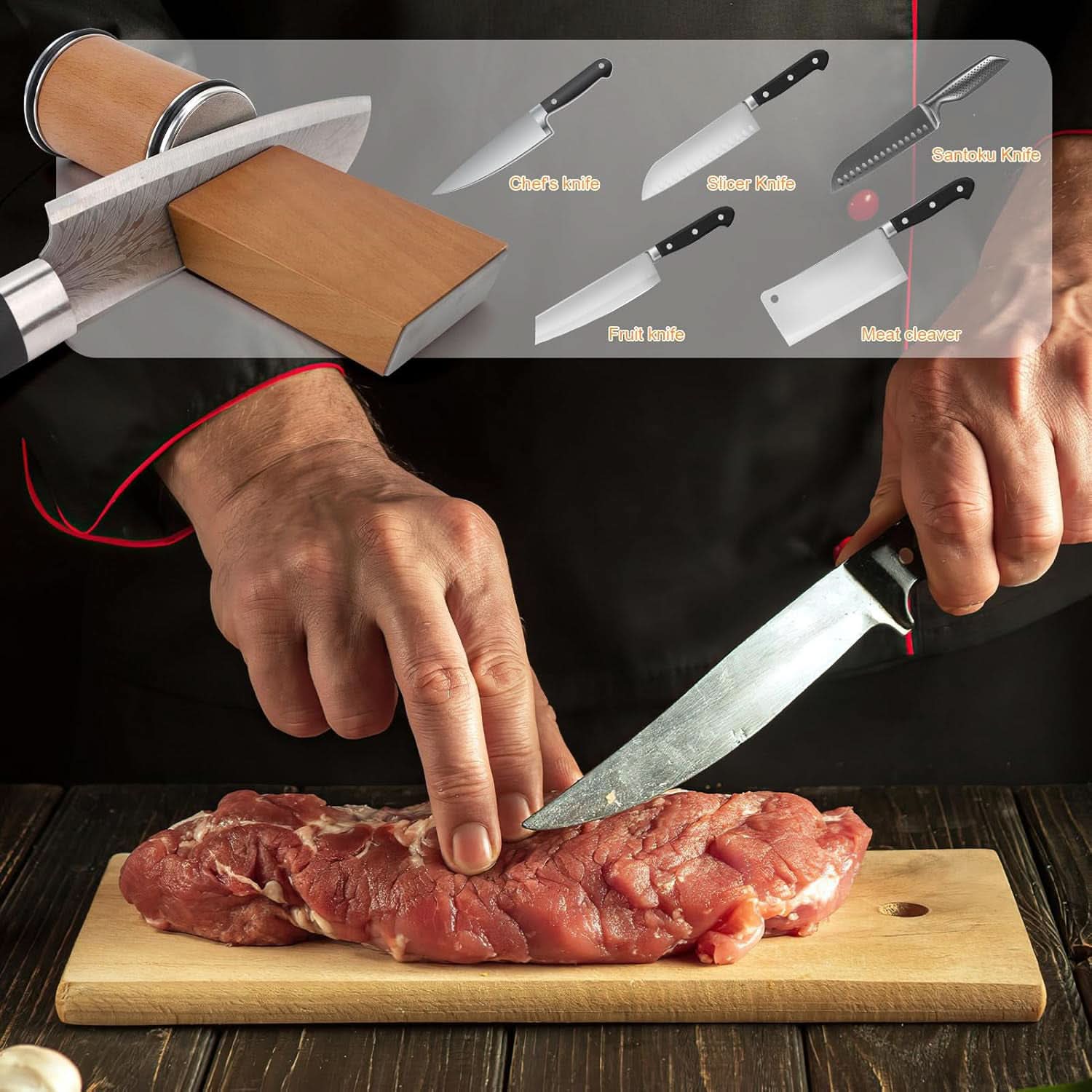 Diamond-Coated Roller & Magnetic Angle Guide Knife Sharpener