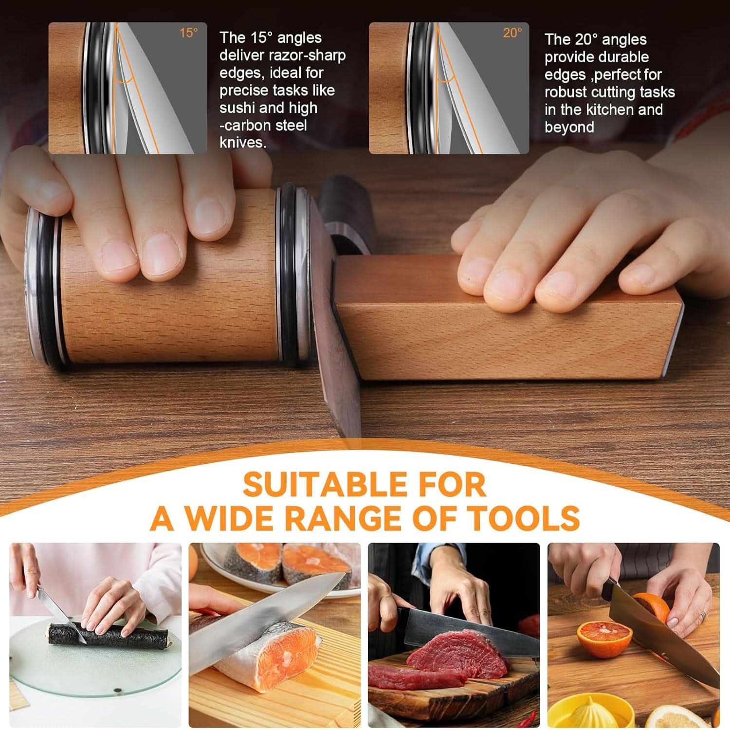 Diamond-Coated Roller & Magnetic Angle Guide Knife Sharpener