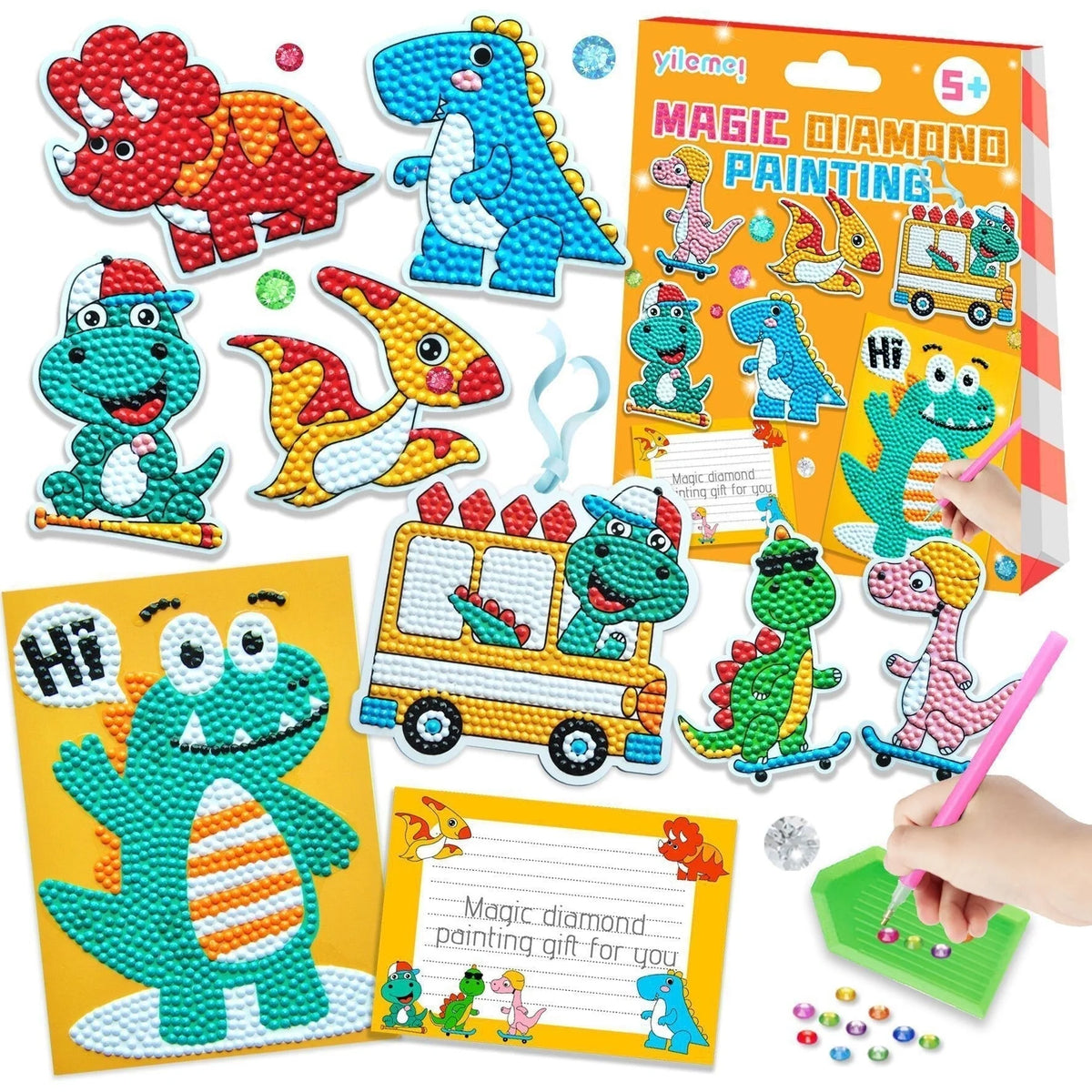 Diamond Painting Kit Kids Pre-Printed Canvas Resin Diamonds & Tool