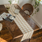 Diamond Stitch Tassel Fringe Microfiber Table Runner (Spot Clean Only)