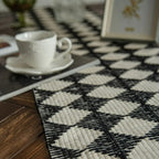 Diamond Stitch Tassel Fringe Microfiber Table Runner (Spot Clean Only)