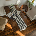 Diamond Stitch Tassel Fringe Microfiber Table Runner (Spot Clean Only)