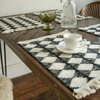 Diamond Stitch Tassel Fringe Microfiber Table Runner (Spot Clean Only)