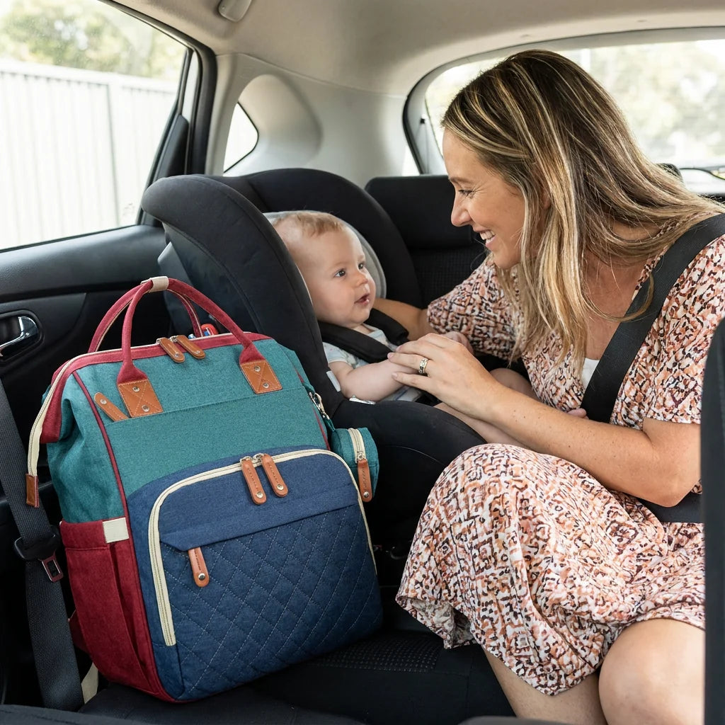 Diaper Backpack Fold-Out Bed & Changing Pad