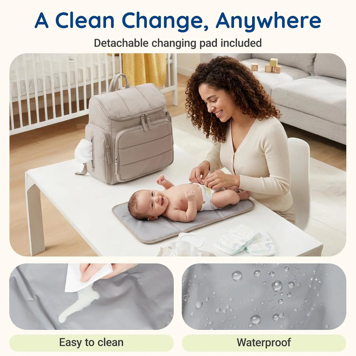 Diaper Backpack Insulated Bottle Pockets & Stroller Loops
