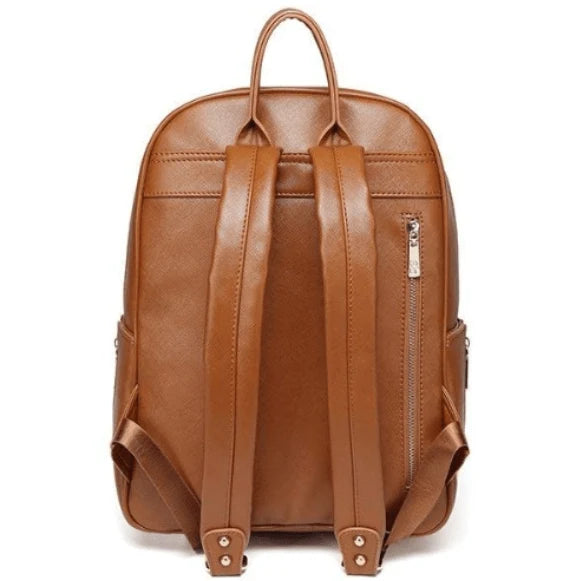 Diaper Backpack Waterproof Faux Leather Multi-Compartment & Changing Mat