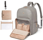 Diaper Backpack Waterproof Faux Leather Multi-Compartment & Changing Mat