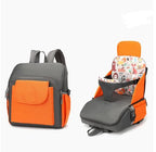 Diaper Bag Fold-Out Seat Supports 44 Lbs Water-Repellent
