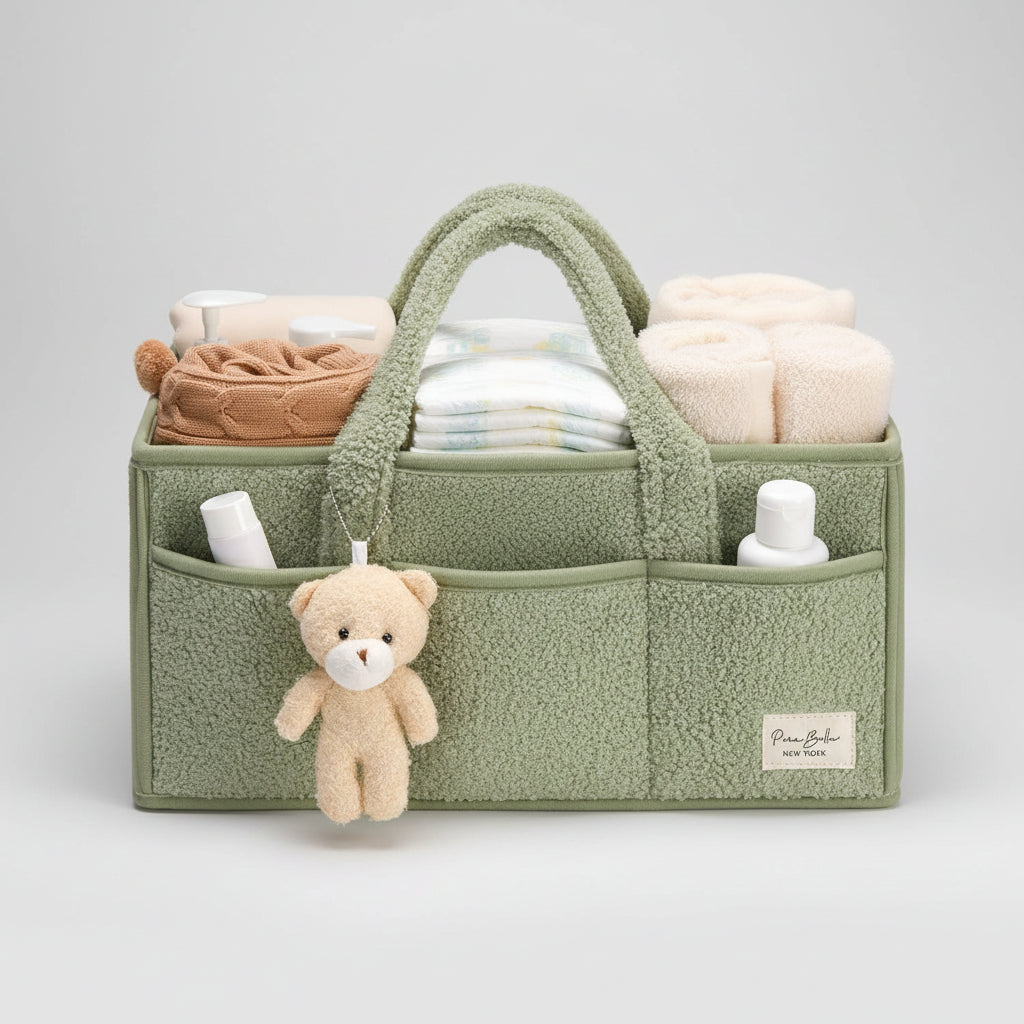 Diaper Caddy Organizer Plush Sherpa Adjustable Dividers