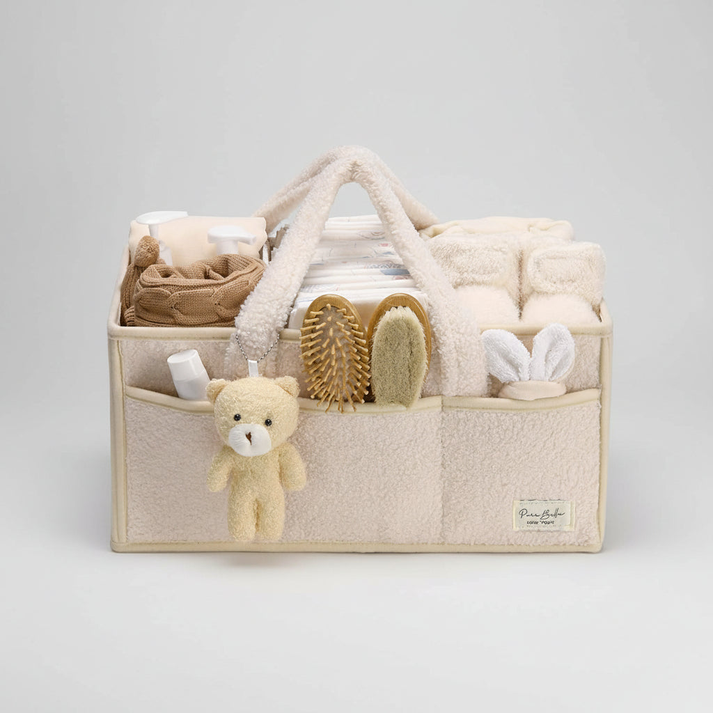 Diaper Caddy Organizer Plush Sherpa Adjustable Dividers
