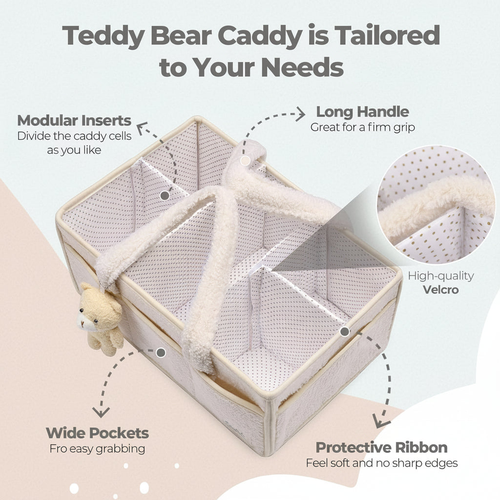 Diaper Caddy Organizer Plush Sherpa Adjustable Dividers